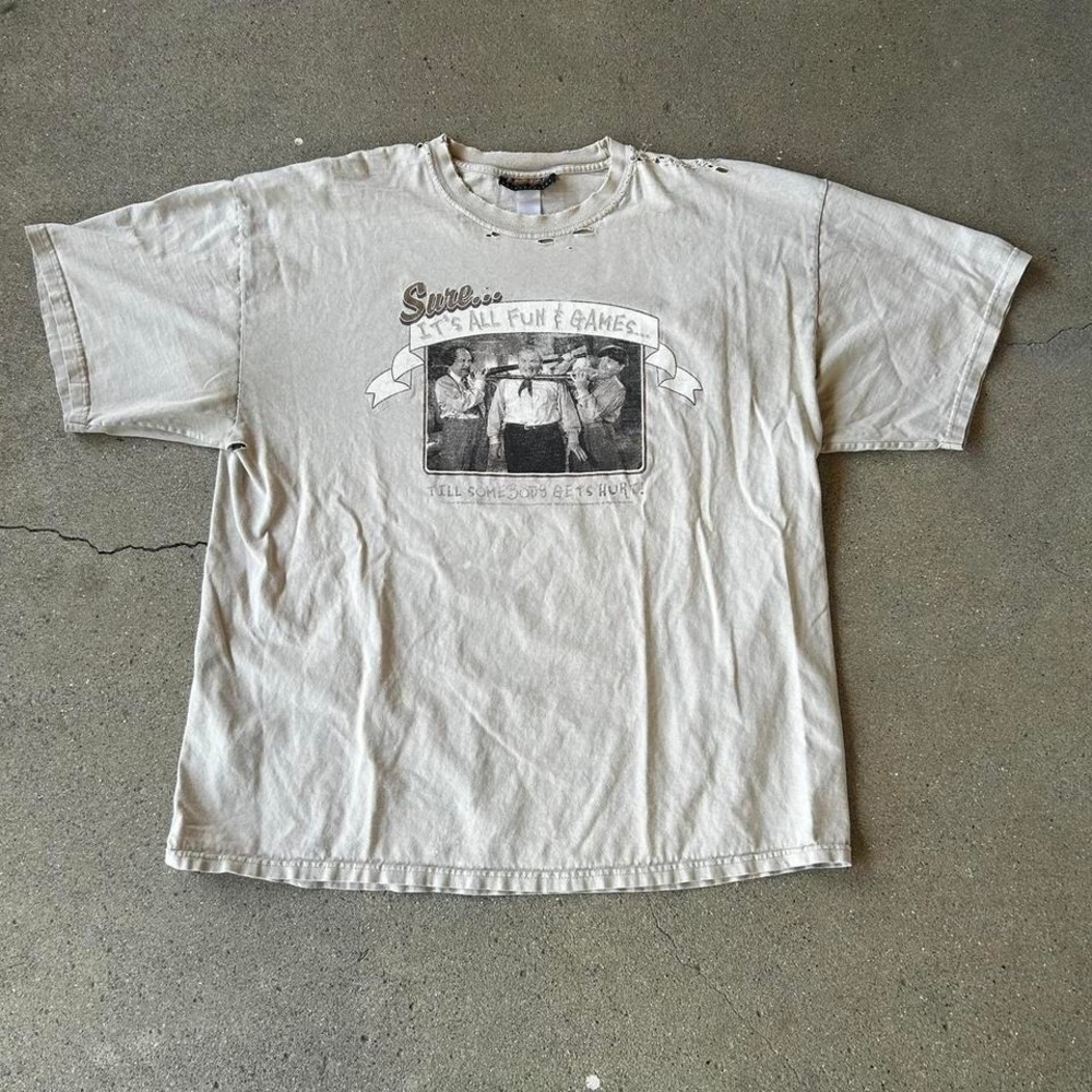 Vintage 2000s the three stooges distressed graphic tv promo tee shirt tshirt
